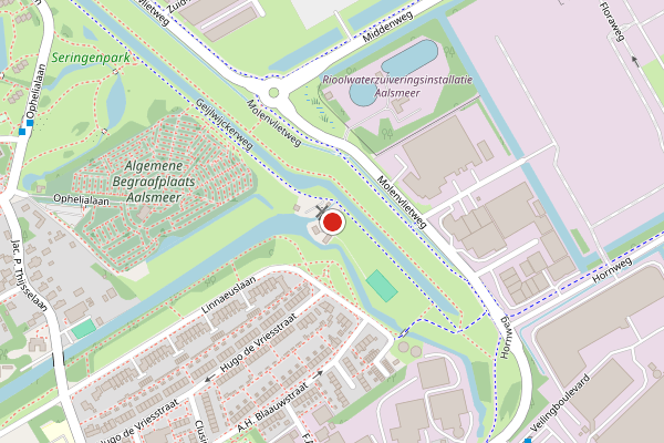 Brandweer-melding op Geijlwijckerweg, Aalsmeer op 24 mei, kaart-overzicht