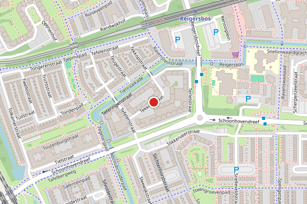 Brandweer-melding op Tekkopstraat, Amsterdam op 24 mei, kaart-overzicht