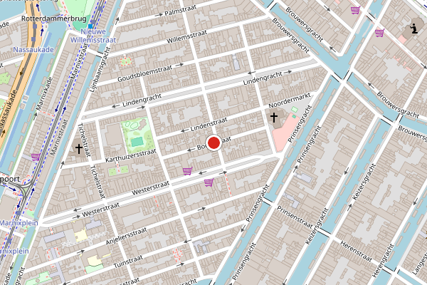 Brandweer-melding op Boomstraat, Amsterdam op 24 mei, kaart-overzicht