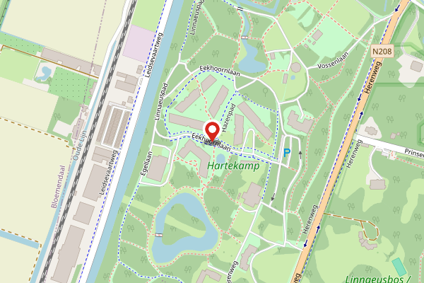 Brandweer-melding op Eekhoornlaan, Heemstede op 27 april, kaart-overzicht