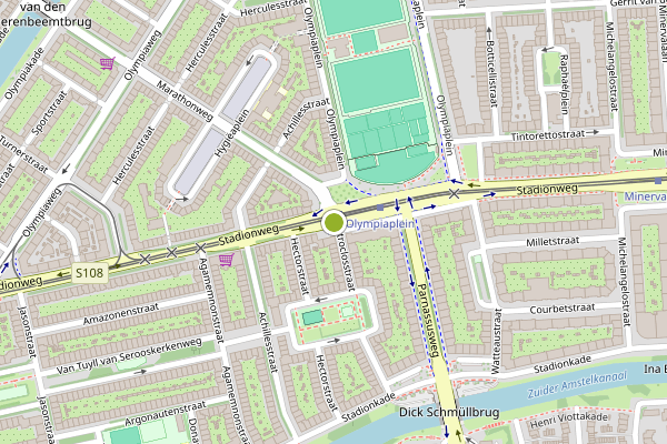 Ambulance-melding op Olympiaplein, Amsterdam op 25 mei, kaart-overzicht