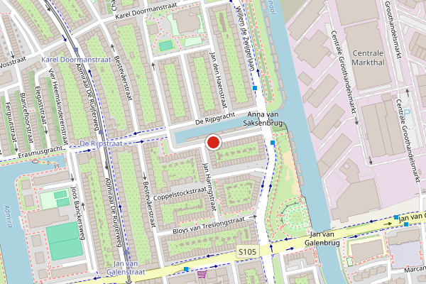 Brandweer-melding op De Rijpgracht, Amsterdam op 24 mei, kaart-overzicht