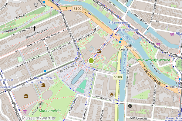 Ambulance-melding op Museumstraat, Amsterdam op 25 mei, kaart-overzicht