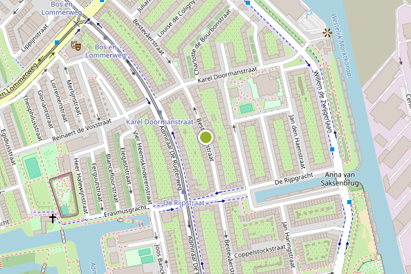 Ambulance-melding op Bestevaerstraat, Amsterdam op 25 mei, kaart-overzicht