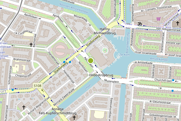 Ambulance-melding op Apollolaan, Amsterdam op 25 mei, kaart-overzicht
