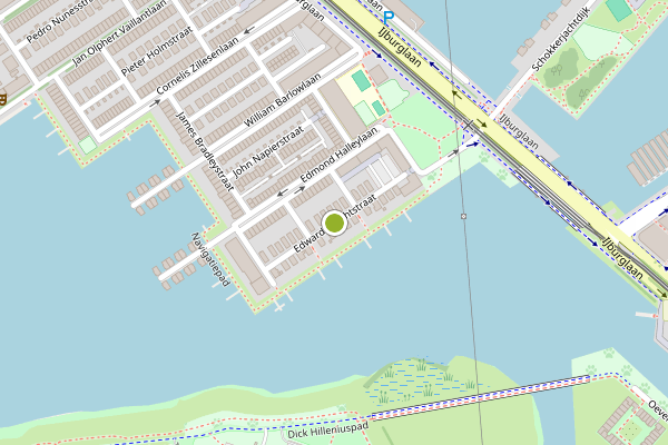 Ambulance-melding op Edward Wrightstraat, Amsterdam op 25 mei, kaart-overzicht