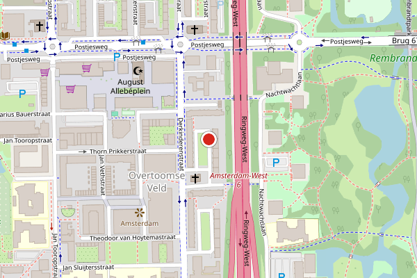 Brandweer-melding op Anton Waldorpstraat, Amsterdam op 25 mei, kaart-overzicht