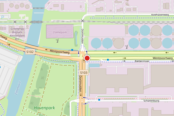Brandweer-melding op Westpoortweg, Amsterdam op 25 mei, kaart-overzicht