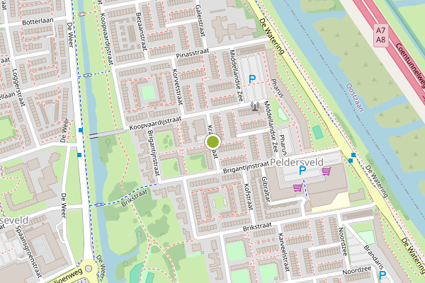 Ambulance-melding op Kraakstraat, Zaandam op 25 mei, kaart-overzicht