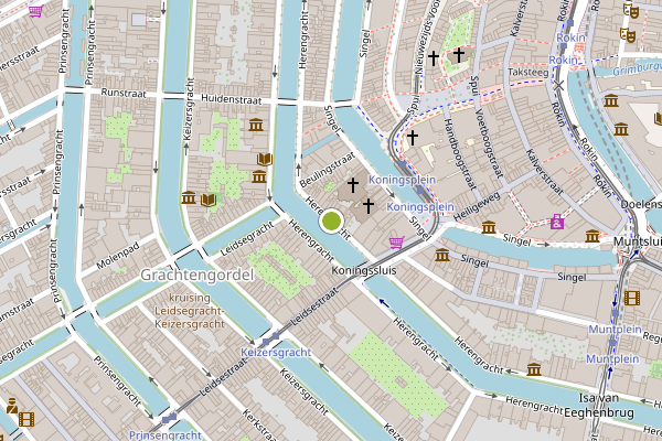 Ambulance-melding op Herengracht, Amsterdam op 25 mei, kaart-overzicht