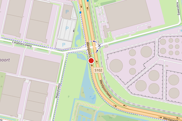 Brandweer-melding op Westpoortweg, Amsterdam op 25 mei, kaart-overzicht