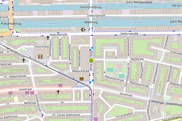 Ambulance-melding op Molukkenstraat, Amsterdam op 25 mei, kaart-overzicht