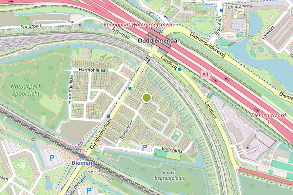 Ambulance-melding op Buitenlust, Diemen op 26 mei, kaart-overzicht