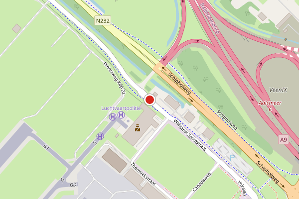 Brandweer-melding op Walaardt Sacréstraat, Schiphol op 28 mei, kaart-overzicht