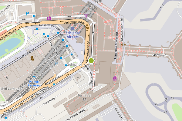 Ambulance-melding op Vertrekpassage, Schiphol op 27 mei, kaart-overzicht
