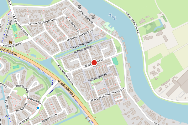 Brandweer-melding op M.Dotingalaan, Weesp op 26 mei, kaart-overzicht