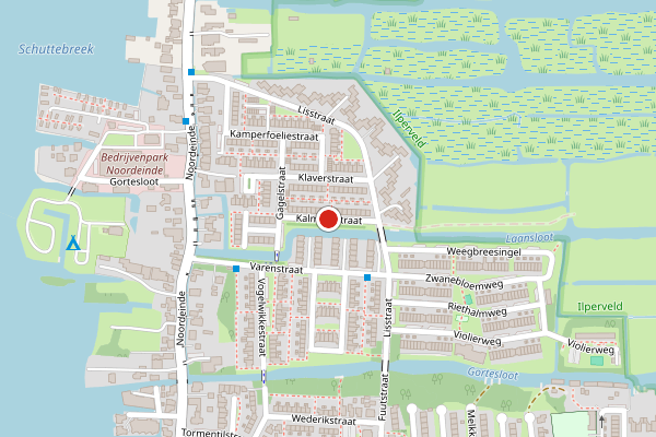 Brandweer-melding op Kalmoesstraat, Landsmeer op 27 mei, kaart-overzicht