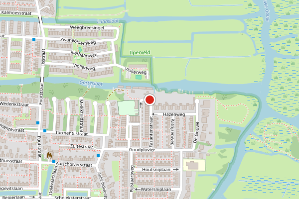 Brandweer-melding op Fazantenstraat, Landsmeer op 26 mei, kaart-overzicht