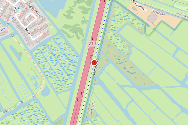 Brandweer-melding op Wormerpad, Zaandam op 27 mei, kaart-overzicht