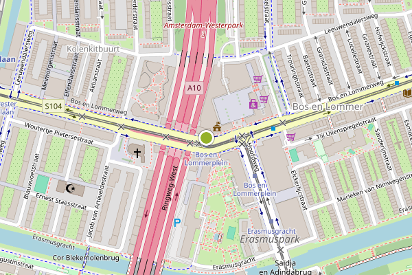 Ambulance-melding op Bos en Lommerplein, Amsterdam op 28 mei, kaart-overzicht