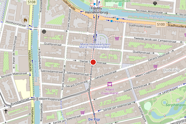 Brandweer-melding op Daniel Stalpertstraat, Amsterdam op 28 mei, kaart-overzicht
