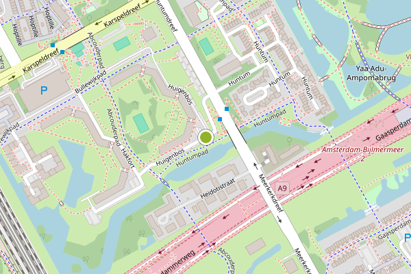 Ambulance-melding op Huigenbos, Amsterdam op 28 mei, kaart-overzicht