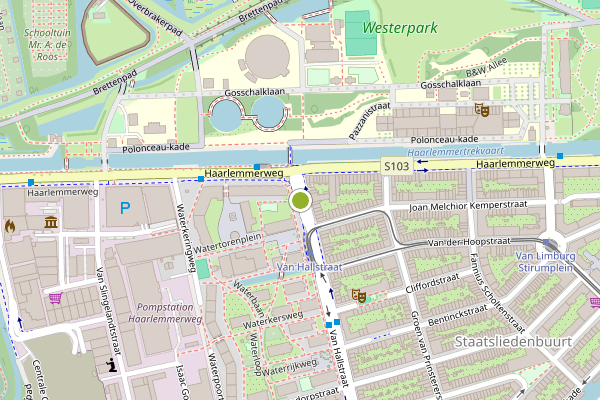 Ambulance-melding op Van Hallstraat, Amsterdam op 28 mei, kaart-overzicht