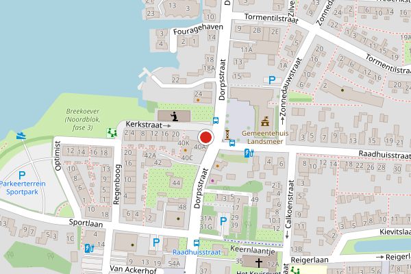 Brandweer-melding op Dorpsstraat, Landsmeer op 28 mei, kaart-overzicht