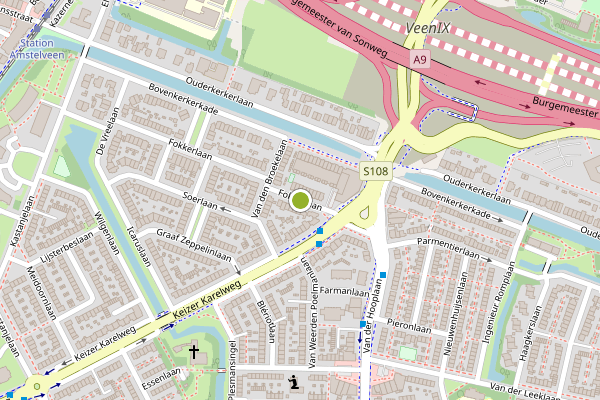 Ambulance-melding op Fokkerlaan, Amstelveen op 28 mei, kaart-overzicht