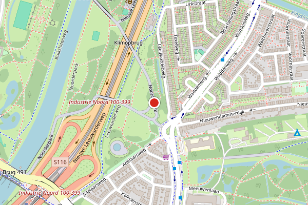 Brandweer-melding op Noorderpark, Amsterdam op 28 mei, kaart-overzicht