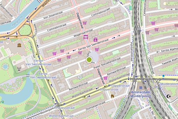 Ambulance-melding op Dapperplein, Amsterdam op 28 mei, kaart-overzicht