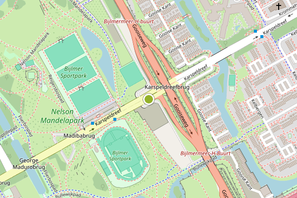 Ambulance-melding op Karspeldreef, Amsterdam op 28 mei, kaart-overzicht