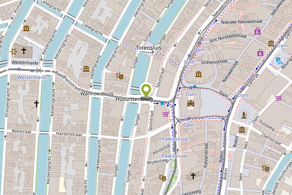 Ambulance-melding op Raadhuisstraat, Amsterdam op 27 april, kaart-overzicht