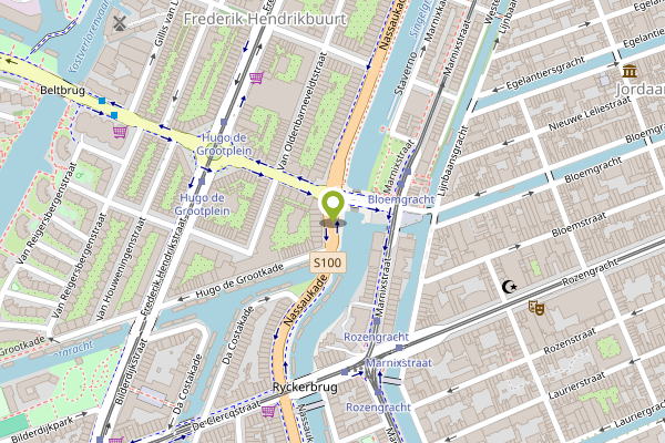 Ambulance-melding op Nassaukade, Amsterdam op 27 april, kaart-overzicht