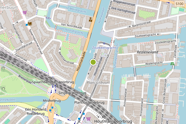 Ambulance-melding op Houtmankade, Amsterdam op 29 mei, kaart-overzicht