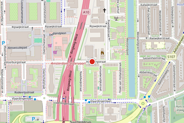 Brandweer-melding op Voorburgstraat, Amsterdam op 29 mei, kaart-overzicht