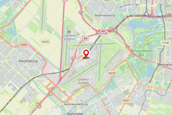 Brandweer-melding op Kantoren, Schiphol op 27 april, kaart-overzicht