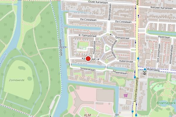 Brandweer-melding op Katerstraat, Amstelveen op 29 mei, kaart-overzicht