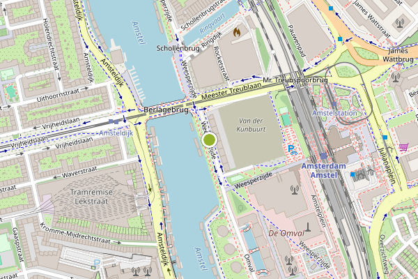 Ambulance-melding op Weesperzijde, Amsterdam op 29 mei, kaart-overzicht