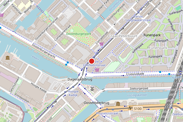 Brandweer-melding op Czaar Peterstraat, Amsterdam op 29 mei, kaart-overzicht