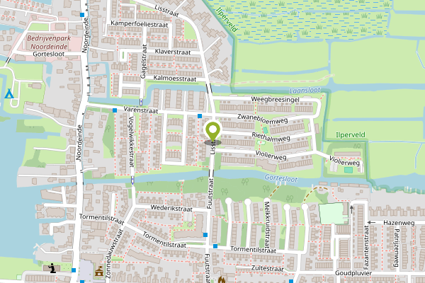Ambulance-melding op Lisstraat, Landsmeer op 28 april, kaart-overzicht