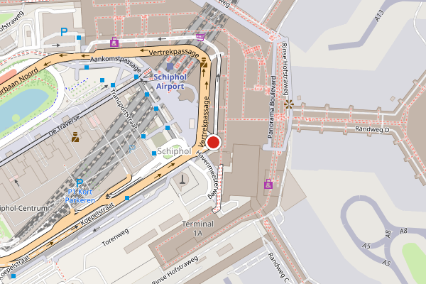 Brandweer-melding op Vertrekpassage, Schiphol op 29 mei, kaart-overzicht