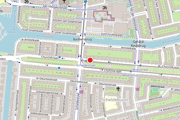 Brandweer-melding op Churchill-laan, Amsterdam op 29 mei, kaart-overzicht