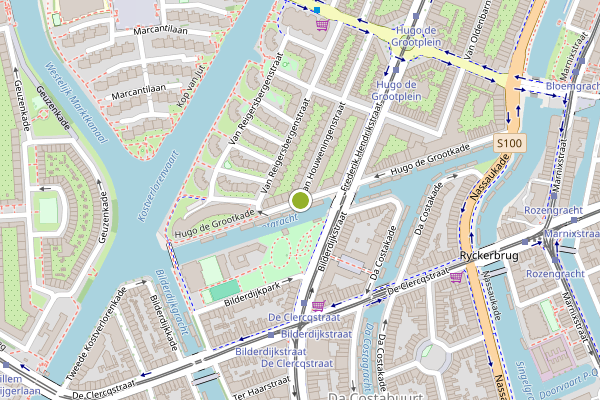 Ambulance-melding op Hugo de Grootkade, Amsterdam op 29 mei, kaart-overzicht