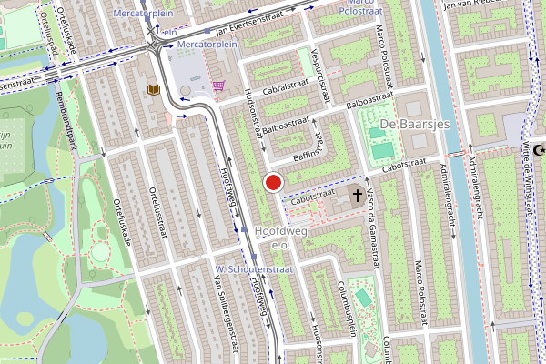 Brandweer-melding op Hudsonstraat, Amsterdam op 29 mei, kaart-overzicht