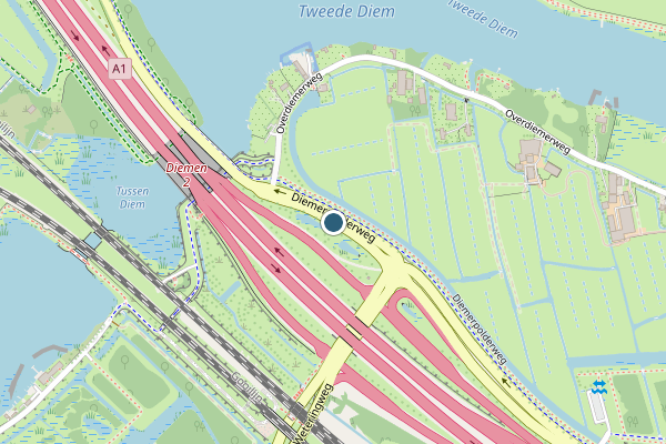 Politie-melding op Diemerpolderweg, Diemen op 30 mei, kaart-overzicht