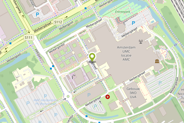 Ambulance-melding op Meibergdreef, Amsterdam op 24 april, kaart-overzicht