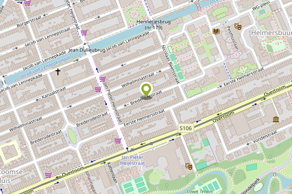 Ambulance-melding op Brederodestraat, Amsterdam op 24 april, kaart-overzicht
