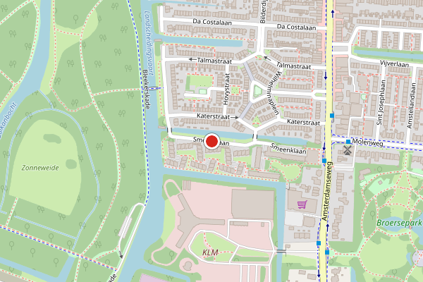 Brandweer-melding op Smeenklaan, Amstelveen op 29 mei, kaart-overzicht