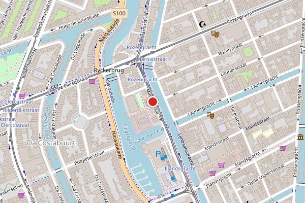 Brandweer-melding op Marnixstraat, Amsterdam op 30 mei, kaart-overzicht